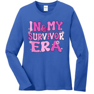 In My Survivor Era Retro Groovy Breast Cancer Awareness Meaningful Gift Ladies Long Sleeve Shirt