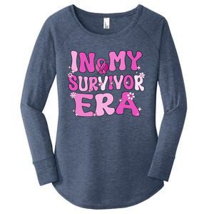 In My Survivor Era Retro Groovy Breast Cancer Awareness Meaningful Gift Women's Perfect Tri Tunic Long Sleeve Shirt