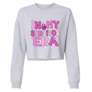 In My Survivor Era Retro Groovy Breast Cancer Awareness Meaningful Gift Cropped Pullover Crew