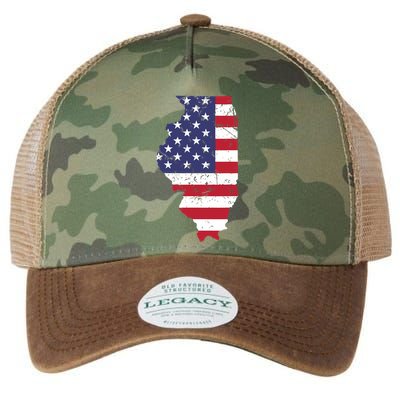 Illinois Map State American Flag 4th Of July Pride Legacy Tie Dye Trucker Hat