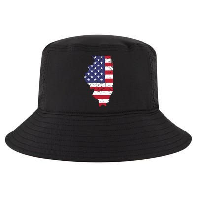 Illinois Map State American Flag 4th Of July Pride Cool Comfort Performance Bucket Hat