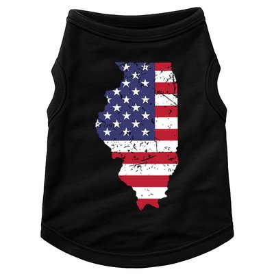 Illinois Map State American Flag 4th Of July Pride Doggie Tank
