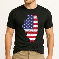 Illinois Map State American Flag 4th Of July Pride Cooling Performance Crew T-Shirt