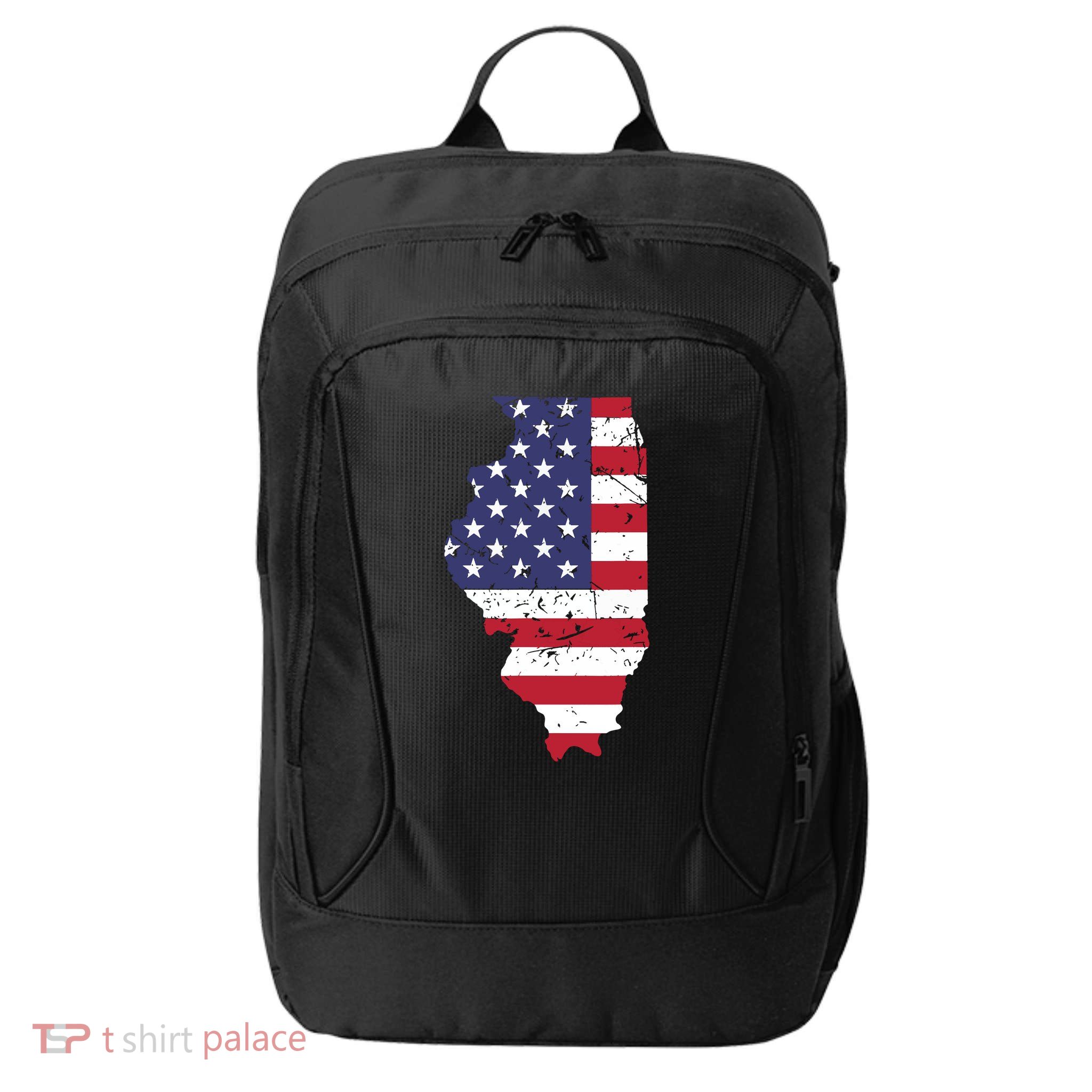 Illinois Map State American Flag 4th Of July Pride City Backpack