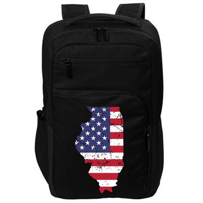 Illinois Map State American Flag 4th Of July Pride Impact Tech Backpack