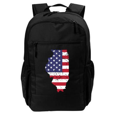 Illinois Map State American Flag 4th Of July Pride Backpack