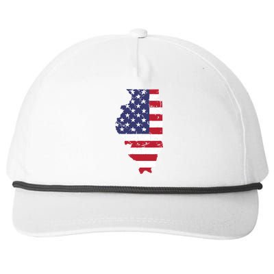 Illinois Map State American Flag 4th Of July Pride Snapback Five-Panel Rope Hat