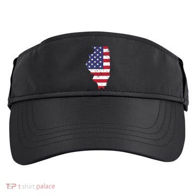 Illinois Map State American Flag 4th Of July Pride Adult Drive Performance Visor