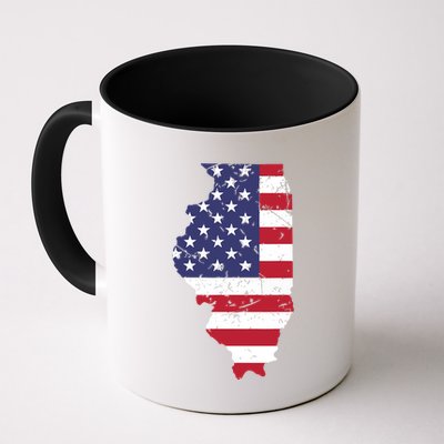 Illinois Map State American Flag 4th Of July Pride Mug