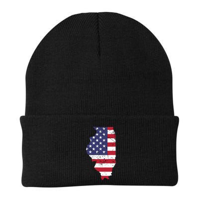 Illinois Map State American Flag 4th Of July Pride Beanie