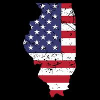 Illinois Map State American Flag 4th Of July Pride Drawstring Bag