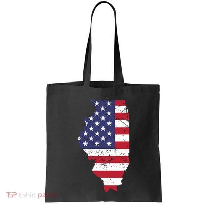 Illinois Map State American Flag 4th Of July Pride Bag