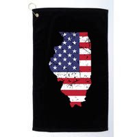 Illinois Map State American Flag 4th Of July Pride Golf Towel