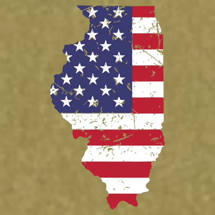 Illinois Map State American Flag 4th Of July Pride Garment-Dyed Women's Muscle Tee