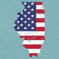 Illinois Map State American Flag 4th Of July Pride Sueded Cloud Jersey T-Shirt