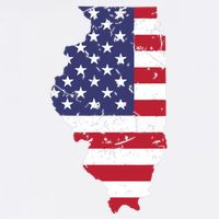 Illinois Map State American Flag 4th Of July Pride Garment-Dyed Sweatshirt