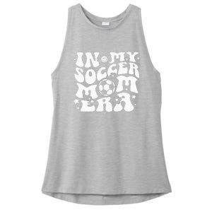 In My Soccer Mom Era Groovy Soccer Mama Ladies PosiCharge Tri-Blend Wicking Tank