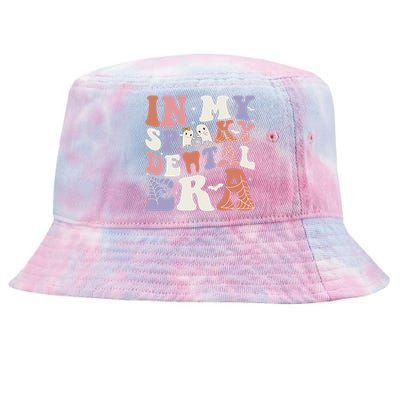 In My Spooky Dental Era Retro Dentist Dental Squad Halloween Funny Gift Tie-Dyed Bucket Hat