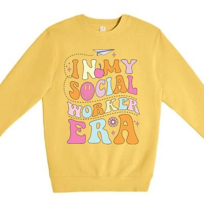 In My Social Worker Era School Social Worker Groovy Premium Crewneck Sweatshirt