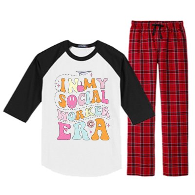 In My Social Worker Era School Social Worker Groovy Raglan Sleeve Pajama Set