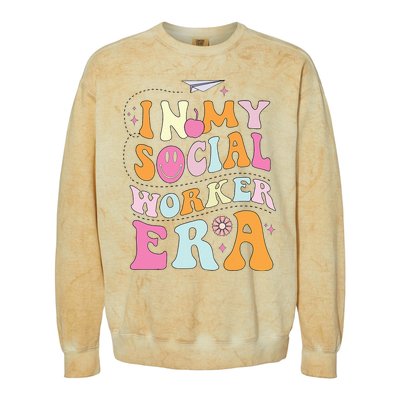 In My Social Worker Era School Social Worker Groovy Colorblast Crewneck Sweatshirt