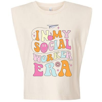 In My Social Worker Era School Social Worker Groovy Garment-Dyed Women's Muscle Tee