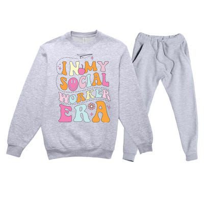 In My Social Worker Era School Social Worker Groovy Premium Crewneck Sweatsuit Set