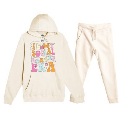 In My Social Worker Era School Social Worker Groovy Premium Hooded Sweatsuit Set