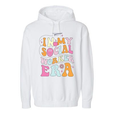 In My Social Worker Era School Social Worker Groovy Garment-Dyed Fleece Hoodie