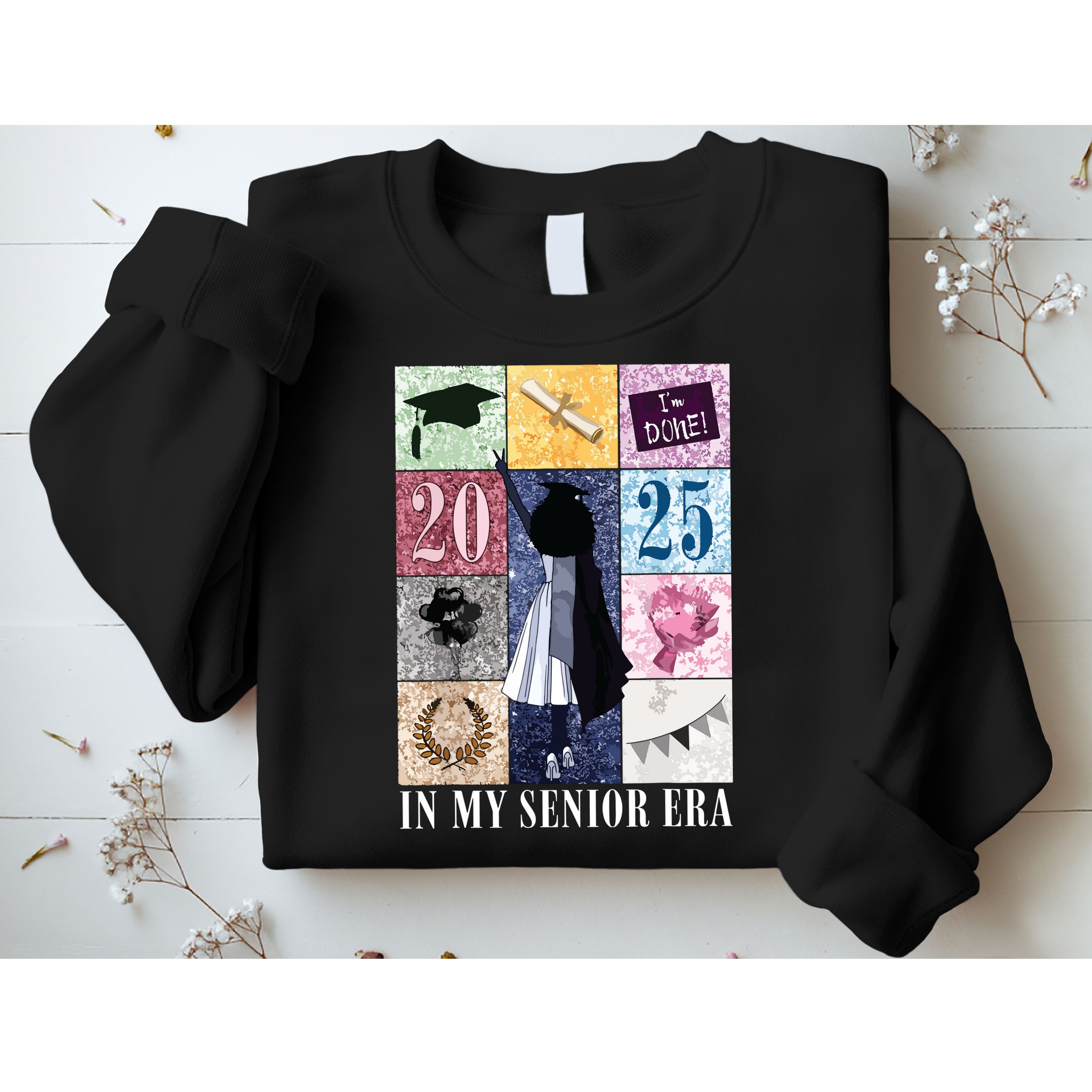 In My Senior Era Class Of 2025 Black Girl Graduate Sweatshirt