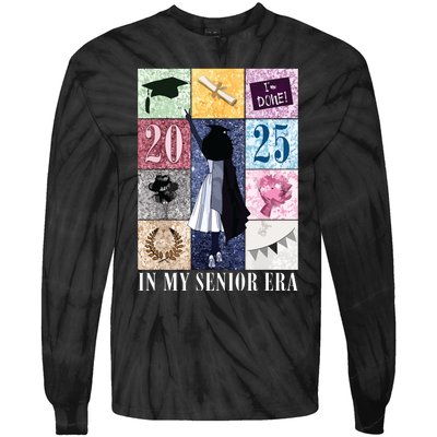 In My Senior Era Class Of 2025 Black Girl Graduate Tie-Dye Long Sleeve Shirt