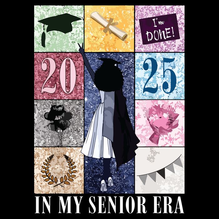 In My Senior Era Class Of 2025 Black Girl Graduate Women's V-Neck T-Shirt