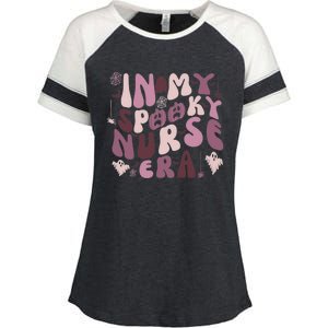 In My Spooky Nurse Era Halloween Groovy Witchy Spooky Nurse Gift Enza Ladies Jersey Colorblock Tee