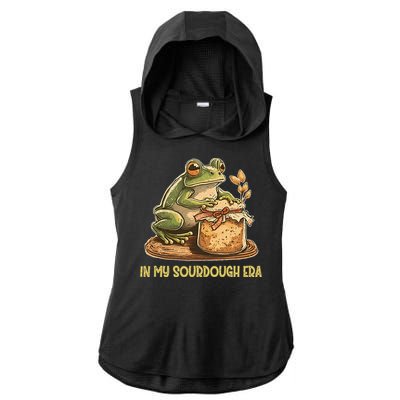 In My Sourdough Era Funny Frog Baking Bread Ladies PosiCharge Tri-Blend Wicking Draft Hoodie Tank