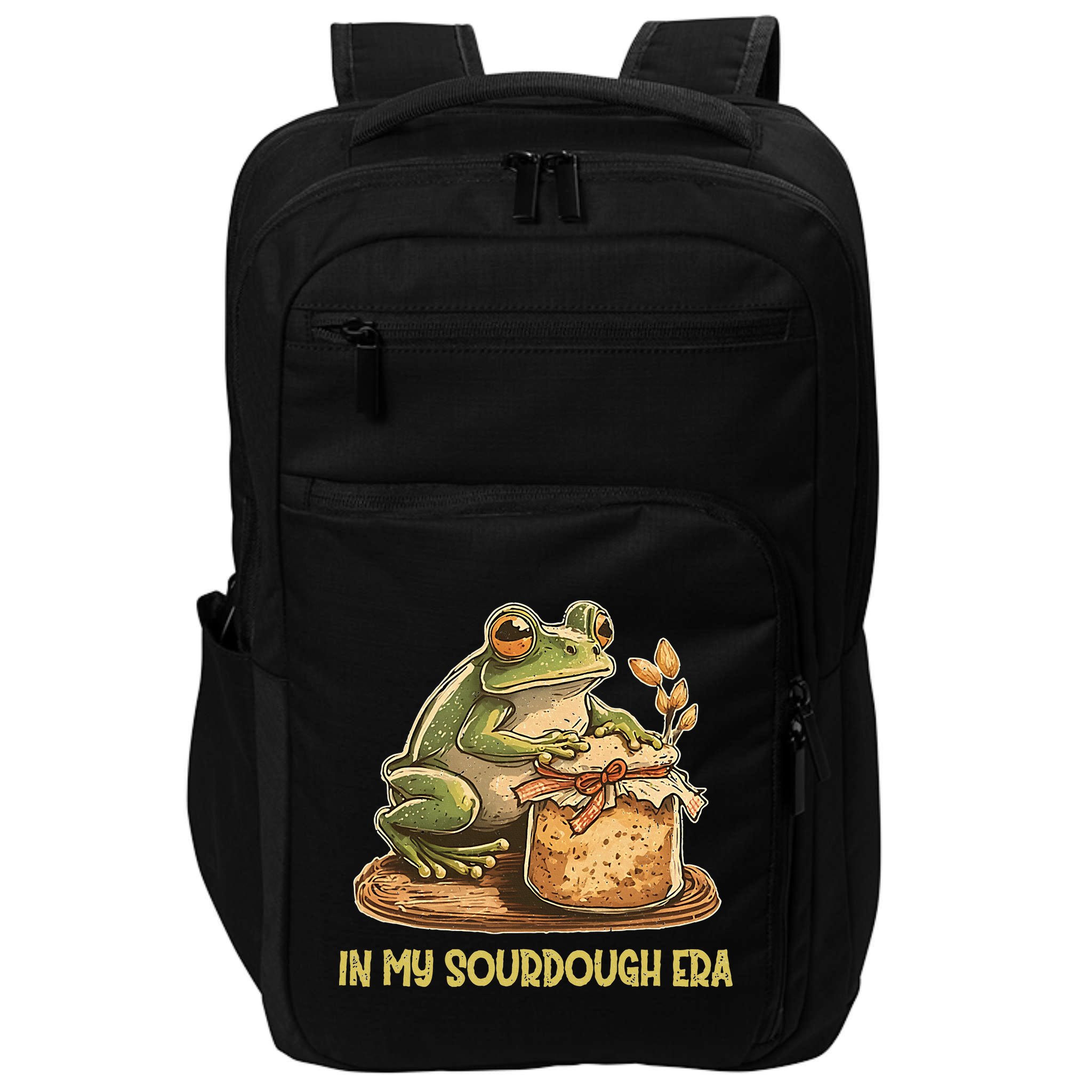 In My Sourdough Era Funny Frog Baking Bread Impact Tech Backpack