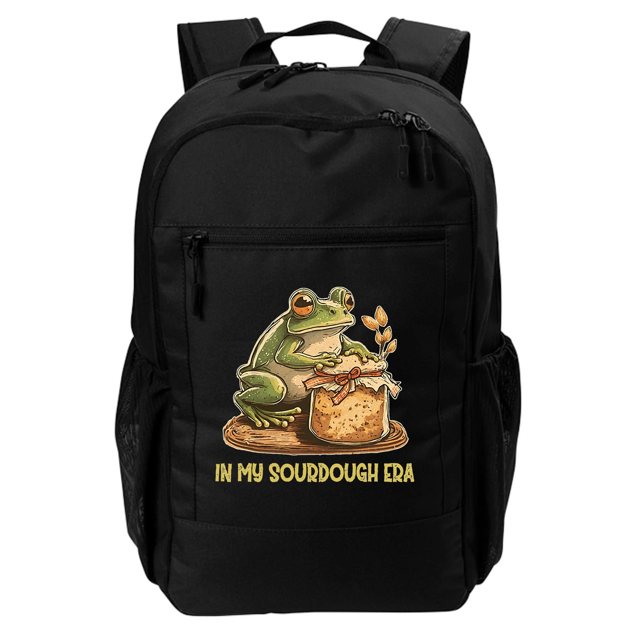 In My Sourdough Era Funny Frog Baking Bread Backpack