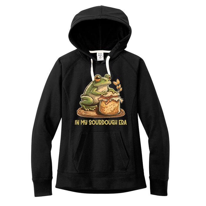 In My Sourdough Era Funny Frog Baking Bread Women's Fleece Hoodie