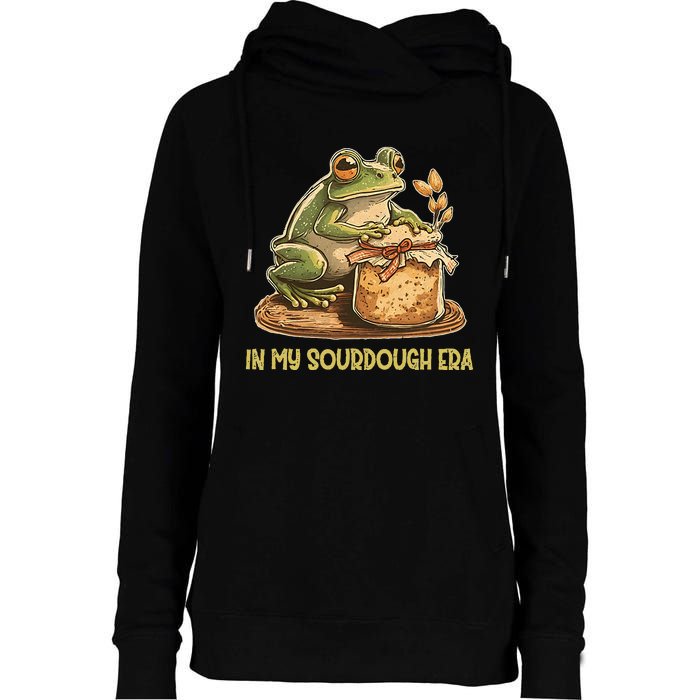 In My Sourdough Era Funny Frog Baking Bread Womens Funnel Neck Pullover Hood