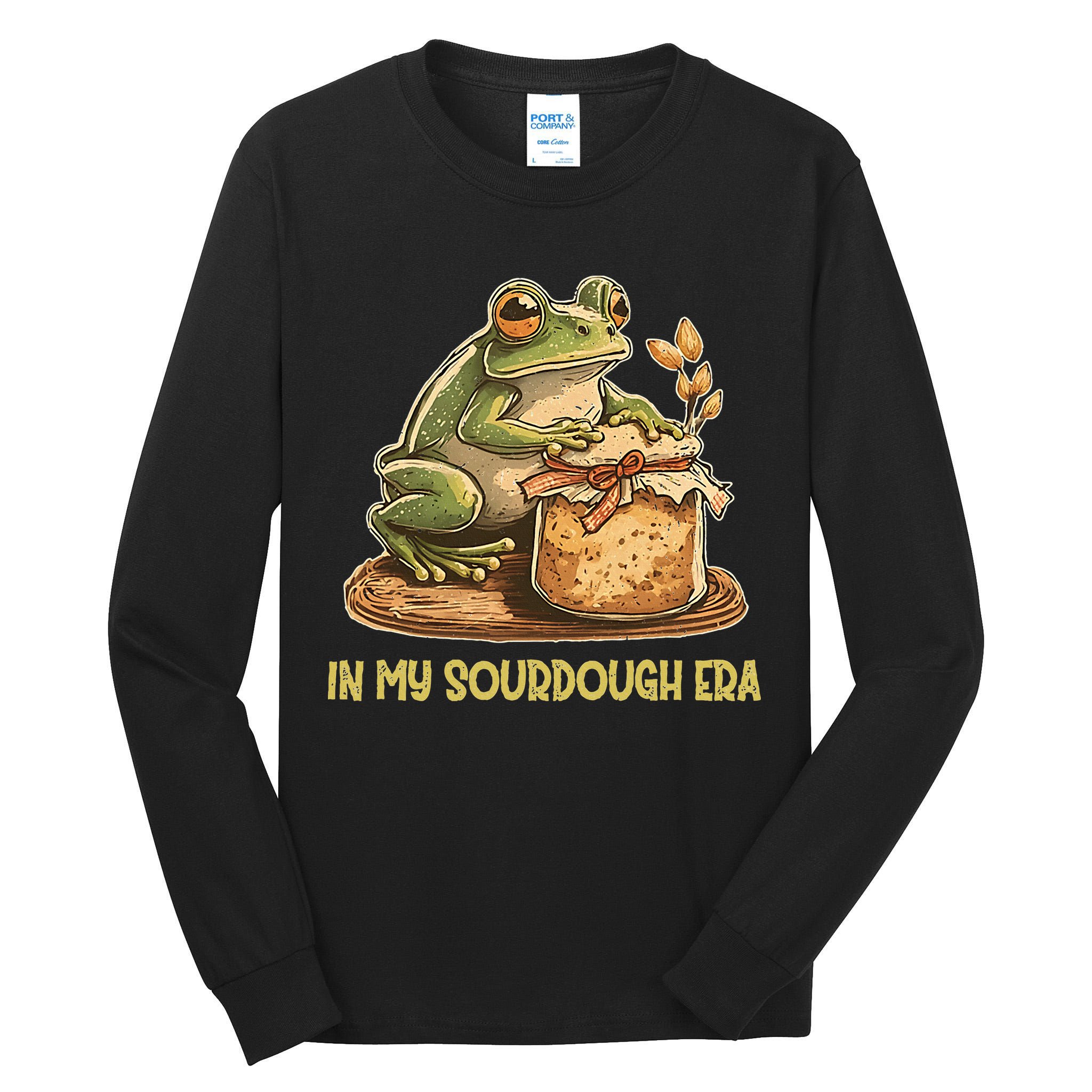In My Sourdough Era Funny Frog Baking Bread Tall Long Sleeve T-Shirt