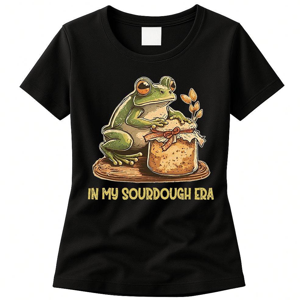 In My Sourdough Era Funny Frog Baking Bread Womens T-Shirt