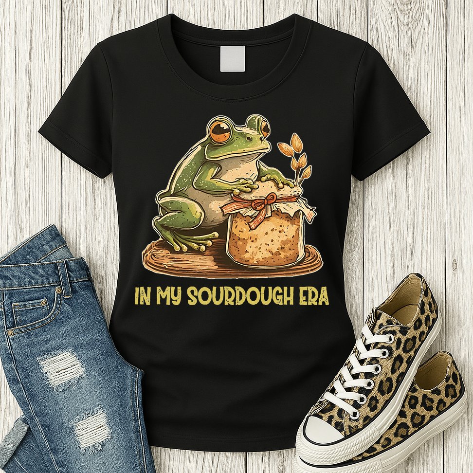 In My Sourdough Era Funny Frog Baking Bread Womens T-Shirt