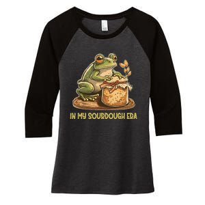 In My Sourdough Era Funny Frog Baking Bread Women's Tri-Blend 3/4-Sleeve Raglan Shirt