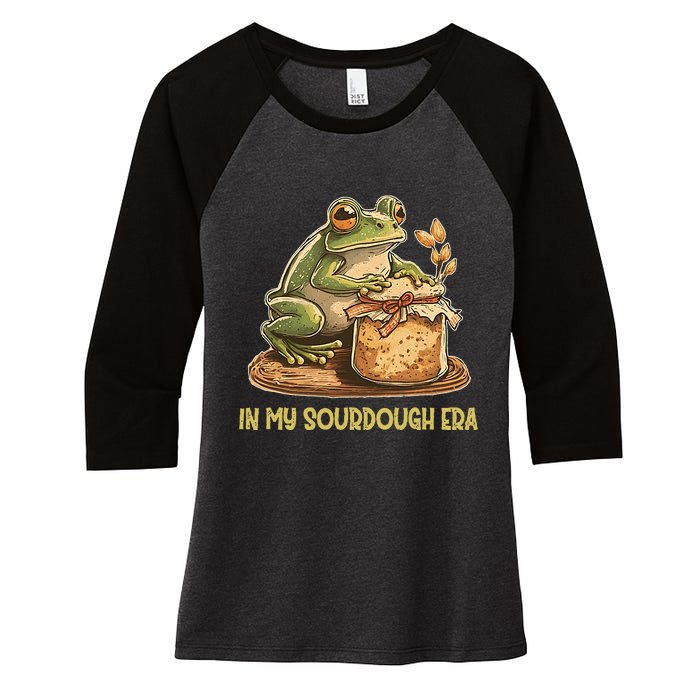 In My Sourdough Era Funny Frog Baking Bread Women's Tri-Blend 3/4-Sleeve Raglan Shirt