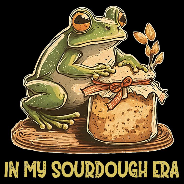 In My Sourdough Era Funny Frog Baking Bread Women's V-Neck T-Shirt