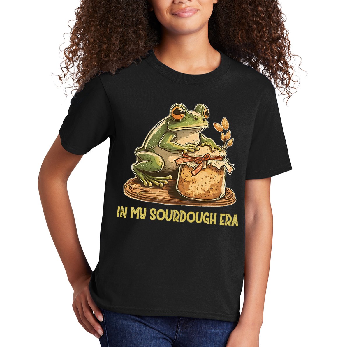 In My Sourdough Era Funny Frog Baking Bread Kids T-Shirt