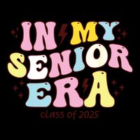 In My Senior Era Class Of 2025 Groovy Senior 2025 Stripe Pom Pom Beanie