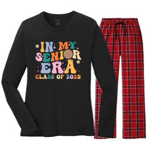 In My Senior Era Class Of 2025 High School Graduation 2025 Hoodie Women's Long Sleeve Flannel Pajama Set 