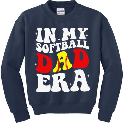 In My Softball Dad Era Softball Dad Kids Sweatshirt