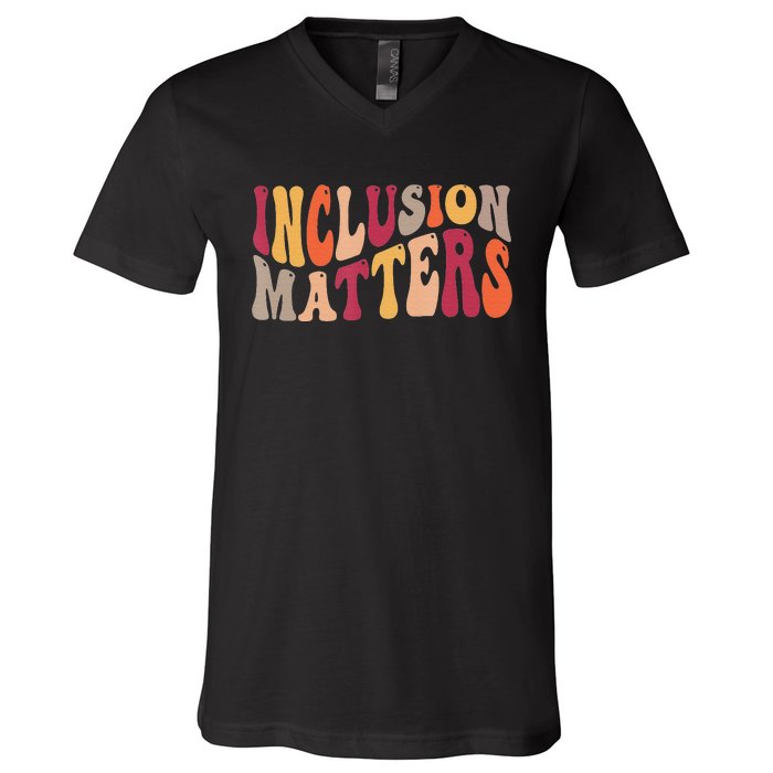 Inclusion Matters Special Education Autism Awareness Teacher V-Neck T-Shirt