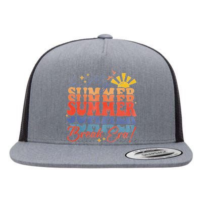 In My Summer Break Era Funny LastDay Of School Teacher Flat Bill Trucker Hat